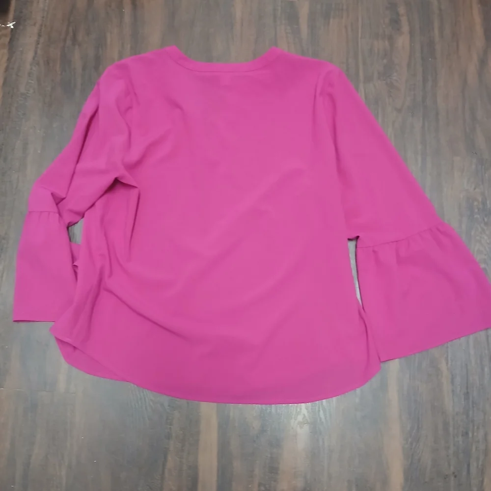J. Crew Fuchsia V-Neck Bell Sleeve Blouse